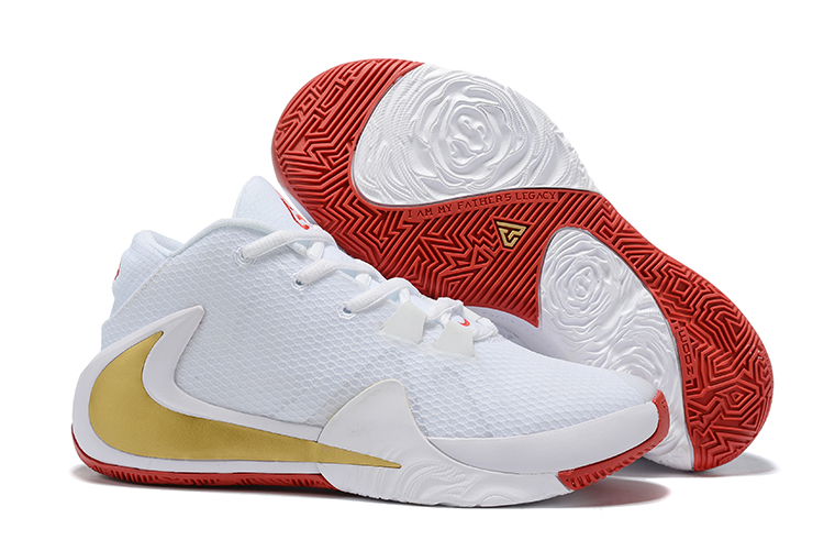 Women Nike Freak 1 White Red Gold Shoes
